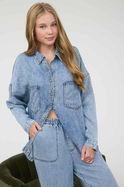 CHAMBRAY BUTTON DOWN LONG SLEEVE SHIRT