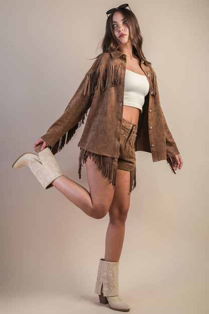 Suede Fringe Shacket