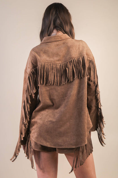Suede Fringe Shacket