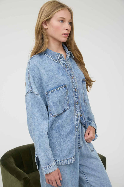 CHAMBRAY BUTTON DOWN LONG SLEEVE SHIRT